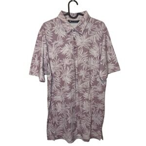 Travis Mathew Golf Polo Shirt Mens Large Purple Floral Print Short Sleeve